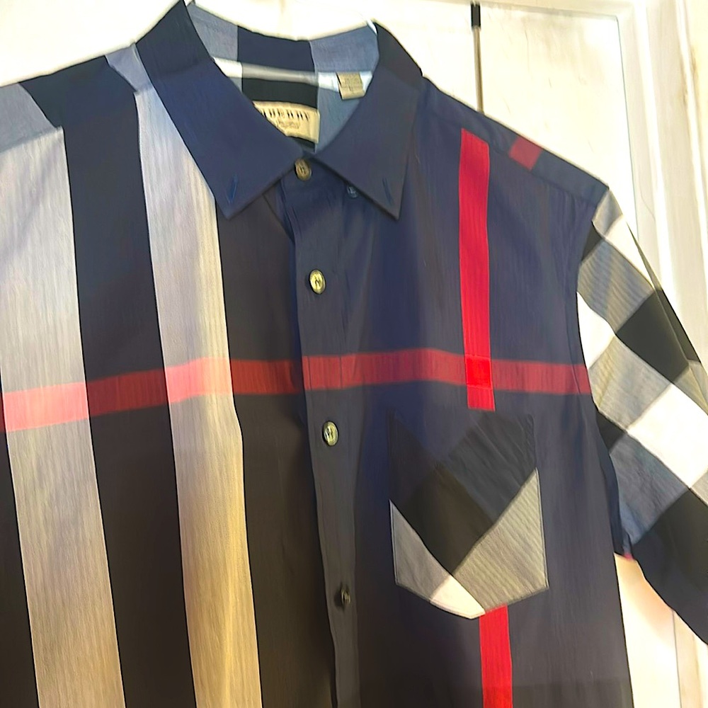 BURBERRY CHECK SHIRT RED/blue (LARGE)